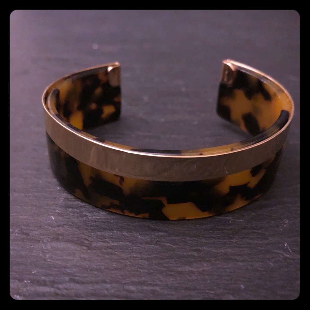 Tortoise shell and gold cuff bracelet